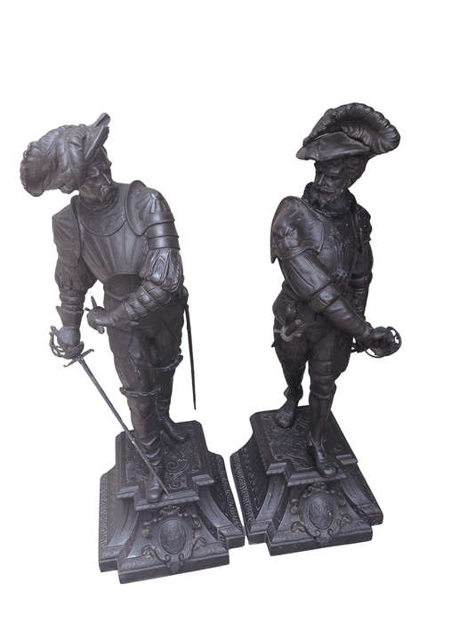A pair of late 19th Century / Early 20th Century spelter Cavalier Figures