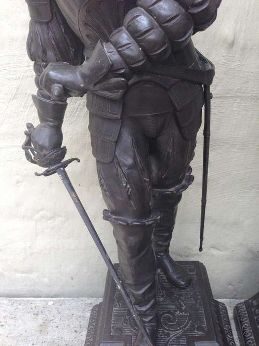 A pair of late 19th Century / Early 20th Century spelter Cavalier Figures