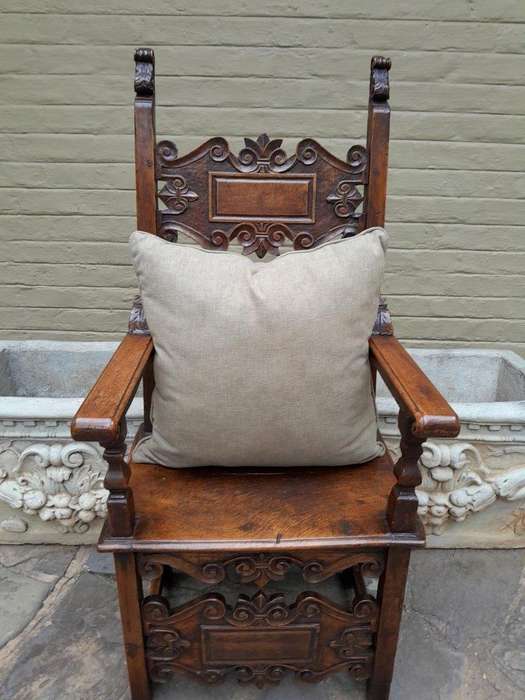An English Khaki Linen Cushion