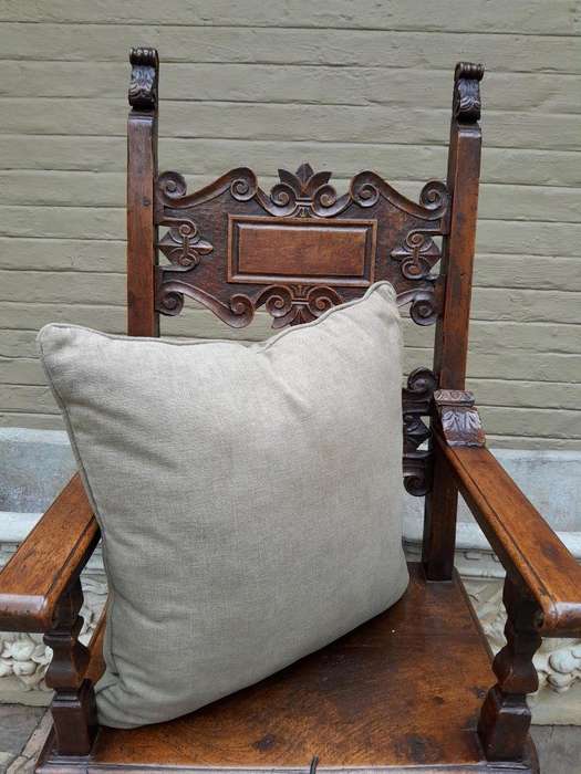 An English Khaki Linen Cushion