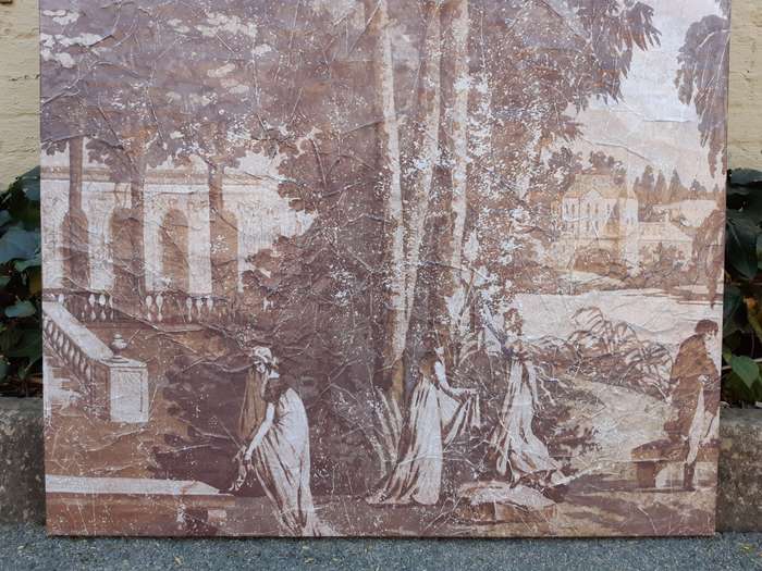 A Large Wall Painting Depicting Ladies In A Scenic Garden