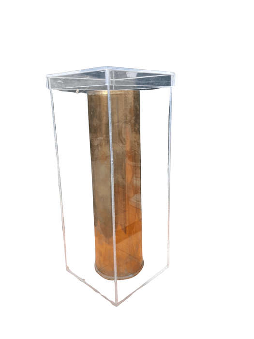 A 20TH Century Brass Cannon Shell In A Custom-Made Display Perspex Box