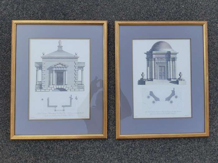 A Set Of Three (3) Neoclassical Architectural Studies ( Photolithograph)