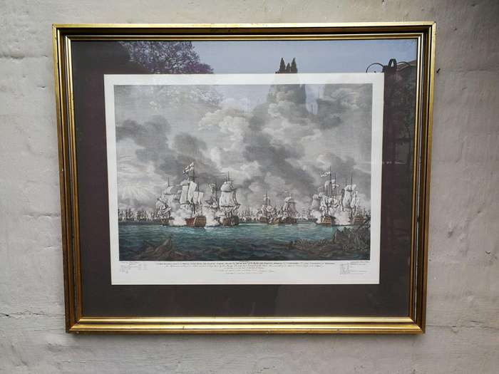 A Very Large Pair Of 20th Century Framed Ship Prints Originally Painted By Richard Paton And Pres...