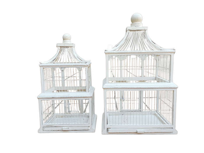 A  Pair of Antique / Vintage Graduated Birdcages ND