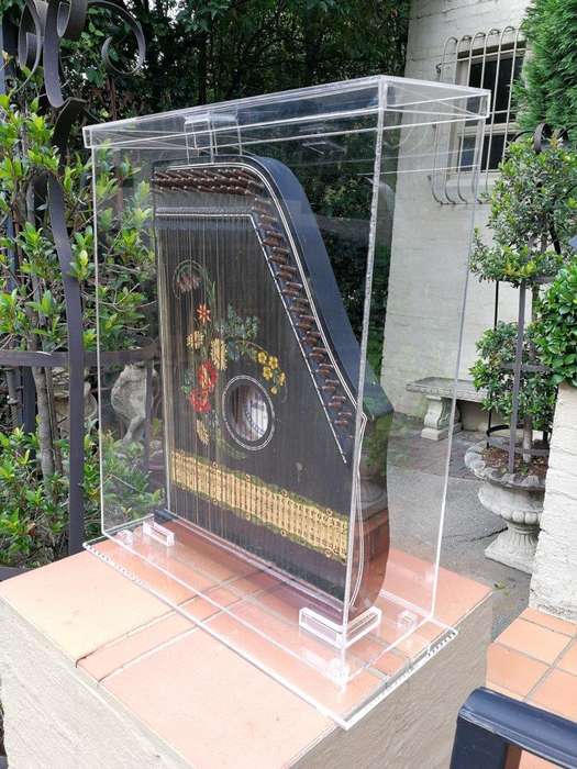 A 20th Century Alpine Zither By Konzert Salon-Harfe Housed In A Perspex Box