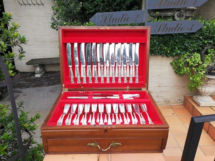 A Comprehensive Cooper Bros Kings Pattern Silver-Plated Twelve Place Cutlery Set In A Canteen