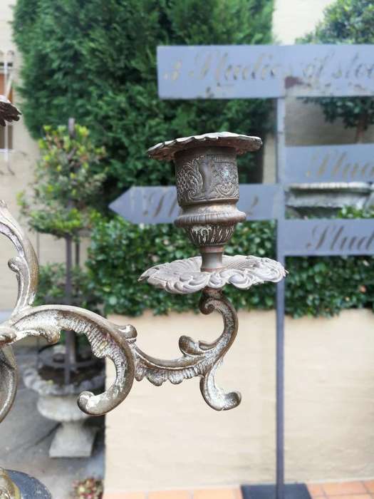 A 20TH Century French Ornate Pair of Bronze and Marble Candelabrum 