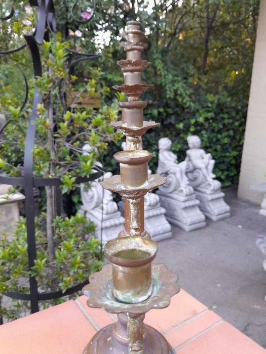 An Antique 20th Century Brass Seven Light Alter Candelabra