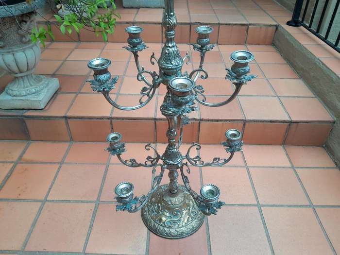 A 20th Century Silver Plated Tall Three Tier Candelabra