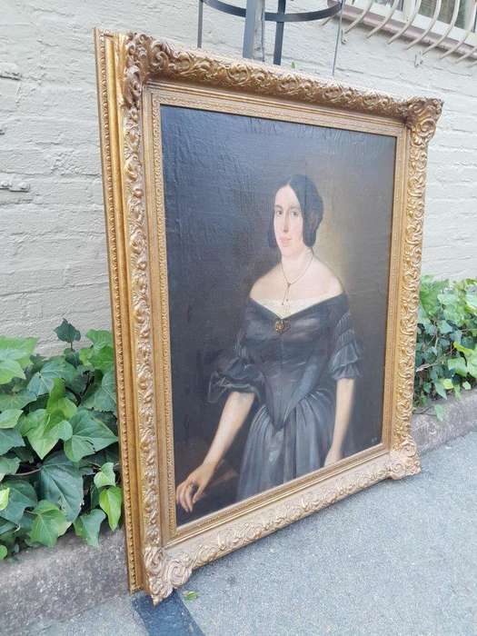 An Antique 17th Century European Oil On Canvas In Ornately Gilt Frame. Signed 238