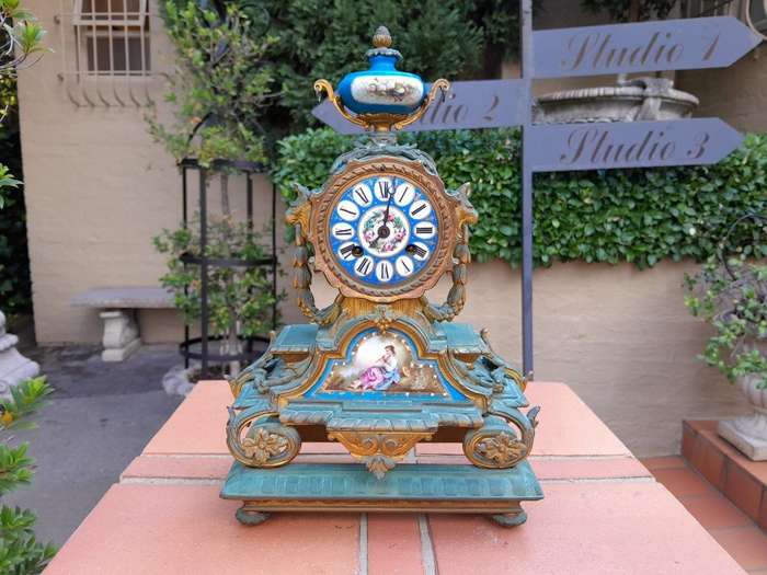 A 20th Century French Porcelain Cock Garniture Set (Three Piece)
