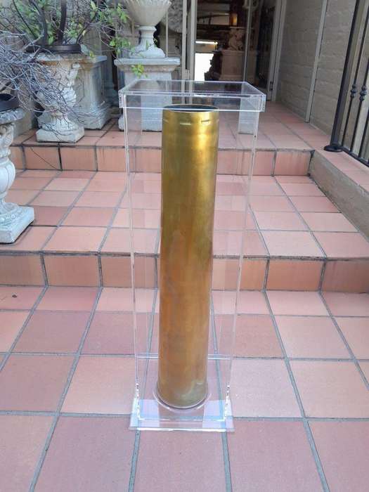 A Mid-20th Century Circa 1945 Set of Seven WW2 Brass Cannon Shells In Perspex Boxes