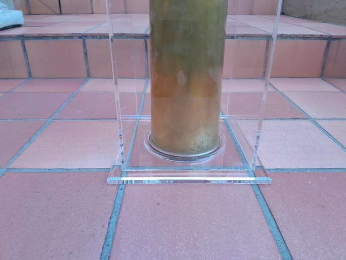 A Mid-20th Century Circa 1945 Set of Seven WW2 Brass Cannon Shells In Perspex Boxes