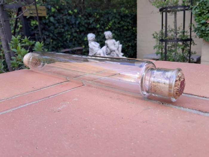 An Antique Hand-Blown Glass Rolling Pin with Original Cork Caps To Place Iced Water inside Possibly