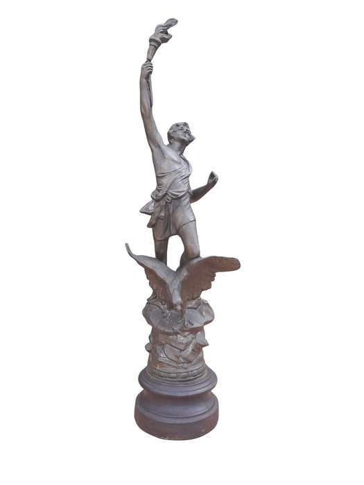 An Early 20th Century French Patinated Spelter Figurine on Wooden Base