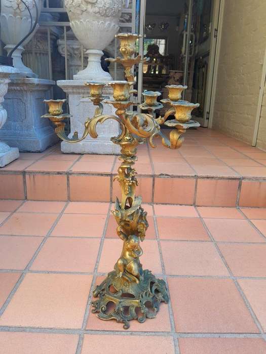 A 19TH Century French Ormolu Gilt Rococo Style Candelabra