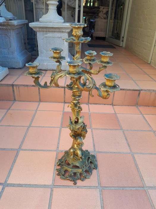 A 19TH Century French Ormolu Gilt Rococo Style Candelabra
