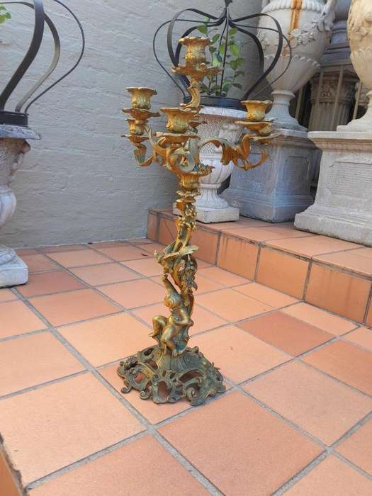 A 19TH Century French Ormolu Gilt Rococo Style Candelabra