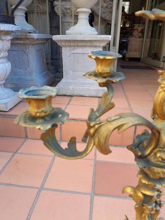 A 19TH Century French Ormolu Gilt Rococo Style Candelabra