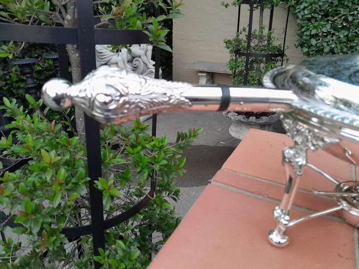 A 19th Century Silver-Plated Chafing Dish with Handle on Stand with Burner