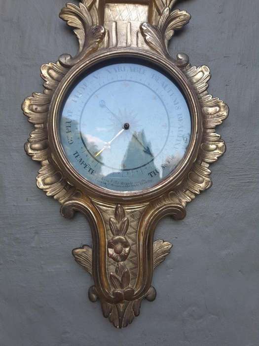 A Rare 18th Century French Paris Louis XVI Giltwood Barometer