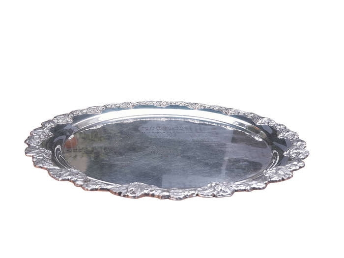 A 20th Century Silver Plated Salvor With Engravings