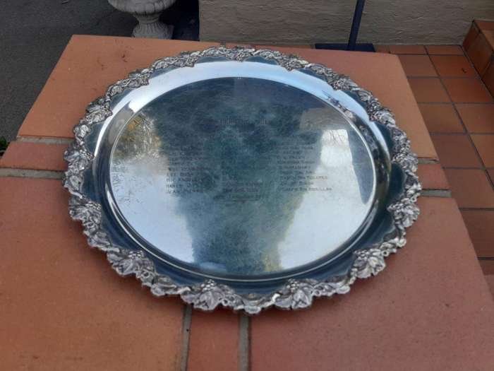 A 20th Century Silver Plated Salvor With Engravings