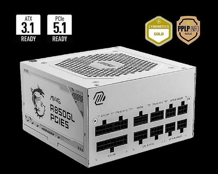 MSI POWER SUPPLY A850GL PCIE5 80+ GO WHI