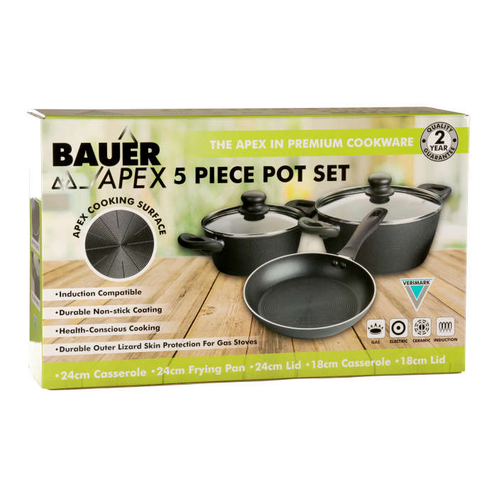 Bauer Apex 5pc Pot set | Non-Stick Cookware Set