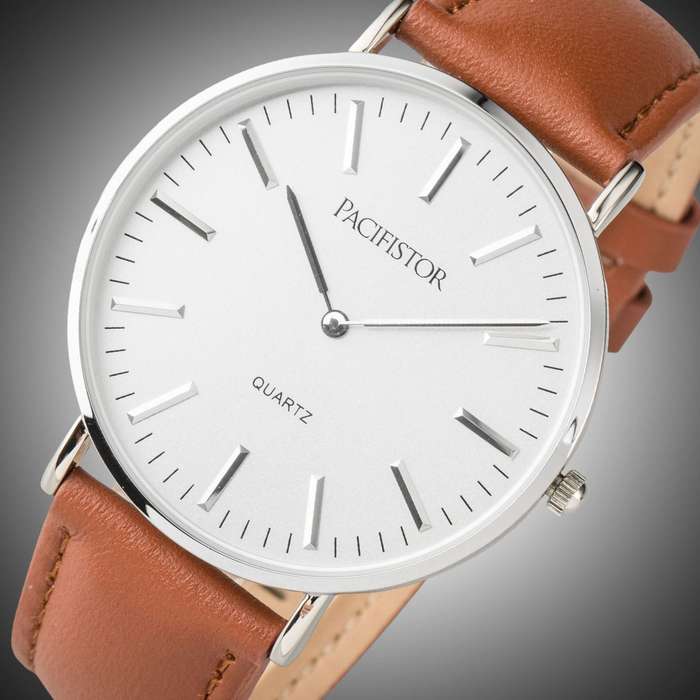 PACIFISTOR INFANTRY CO. Men`s LEATHER EGGSHELL WHITE TAN Watch Brand new BOXED, FULLY LOADED!