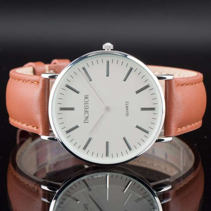 PACIFISTOR INFANTRY CO. Men`s LEATHER EGGSHELL WHITE TAN Watch Brand new BOXED, FULLY LOADED!