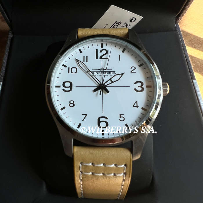 rrp R4,000.00 THUNDERBIRDS Men`s Meister Easy Read Camel Tan 40mm Easy Read Genuine Leather Watch