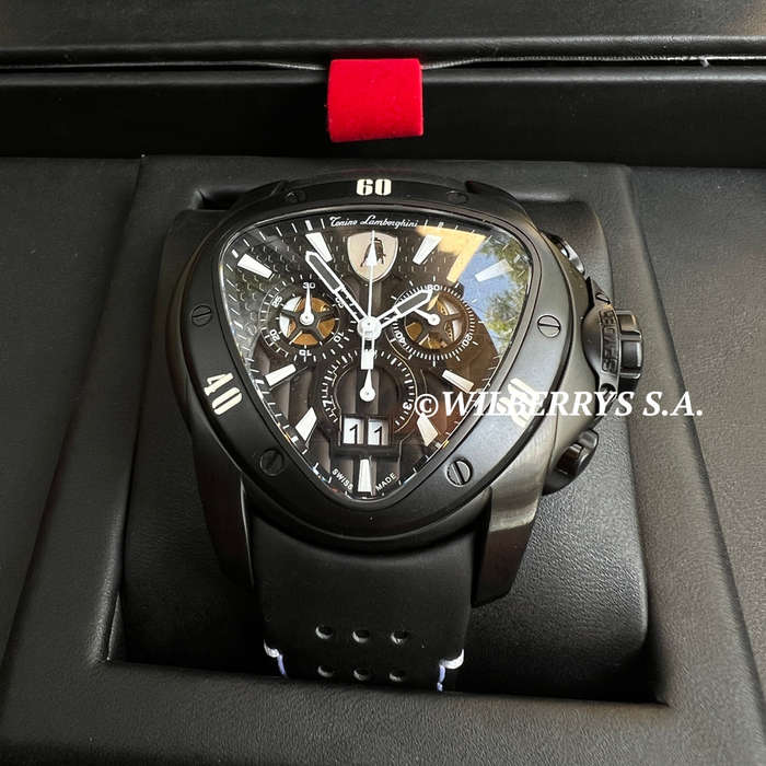 rrp R35,000.00 Tonino Lamborghini Men`s SPYDER BLACK/WHITE Chrono Watch NEW 100% GENUINE