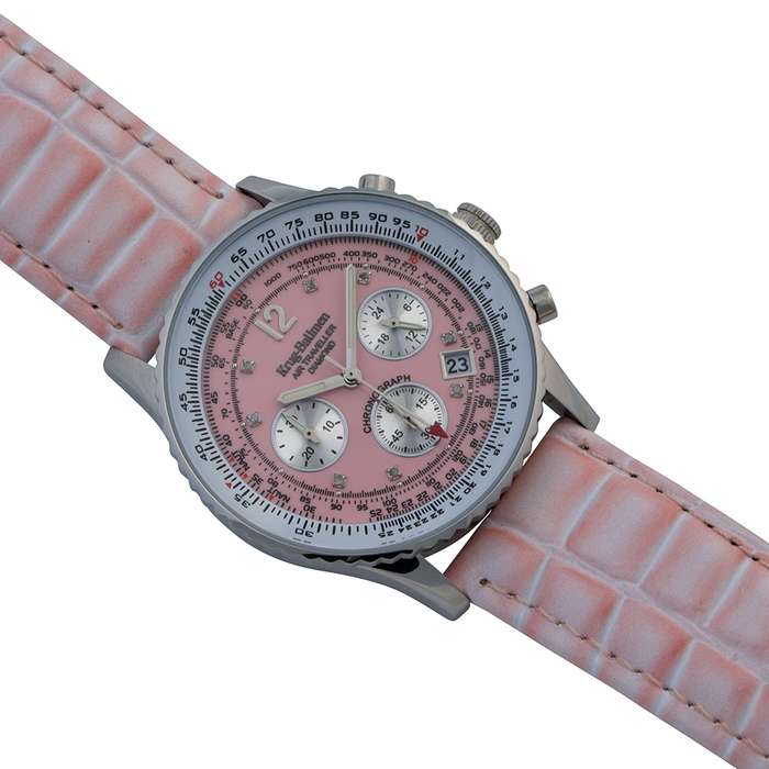 Retail: R10,000.00 Krug-Baumen Women`s Air Traveller 42mm Diamond PARISAN PINK Watch  NEW