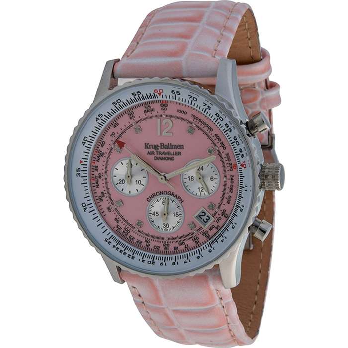 Retail: R10,000.00 Krug-Baumen Women`s Air Traveller 42mm Diamond PARISAN PINK Watch  NEW