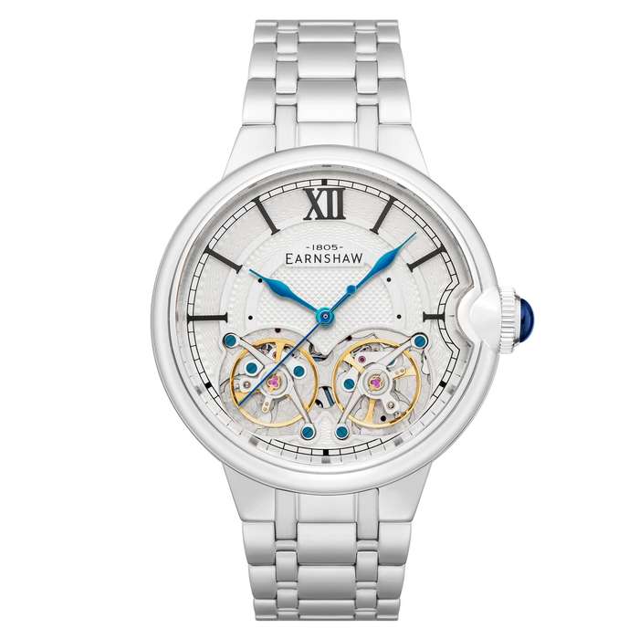 **read b4 bid** rrp: R11,500.00 THOMAS EARNSHAW AUTOMATIC DOUBLE BARREL OPEN HEART Slate White Watch
