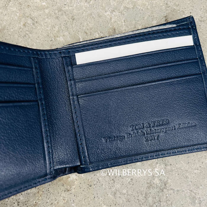 TOM & FRED London® Premium Genuine Leather British Racing Number 59 Tribute Wallet MIDNIGHT BLUE