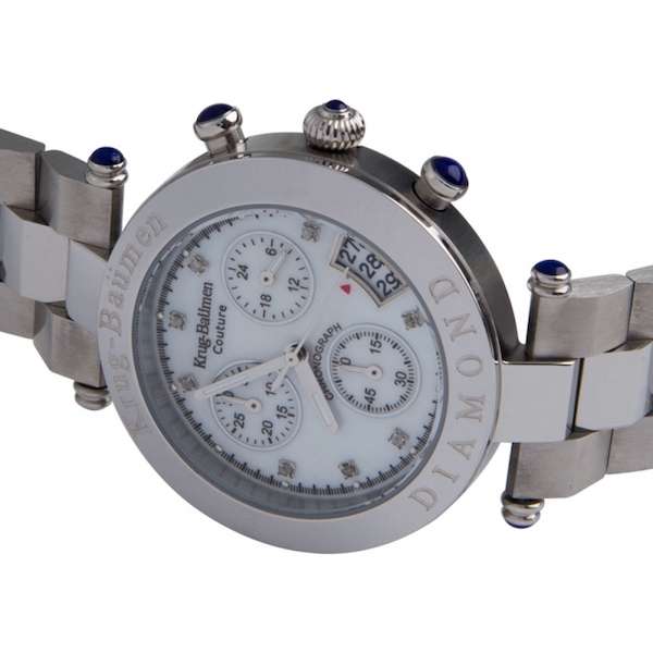 New RRP £675.00 KRUG BAUMEN Women's Couture Diamond Chronograph Steel Watch KBC03