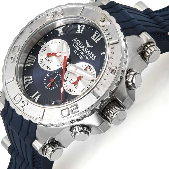 AQUASWISS Men's BOLT 5H THICK+HEAVY Swiss Chronograph Watch NEW W/ BOX, PAPERS