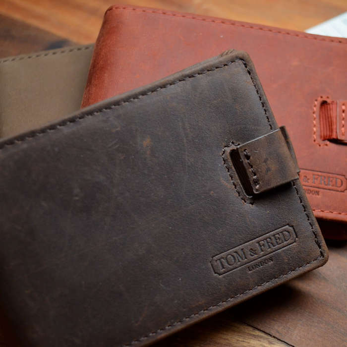 TOM & FRED London® Leather Tommy Wallet Quick Access NAVY BLUE