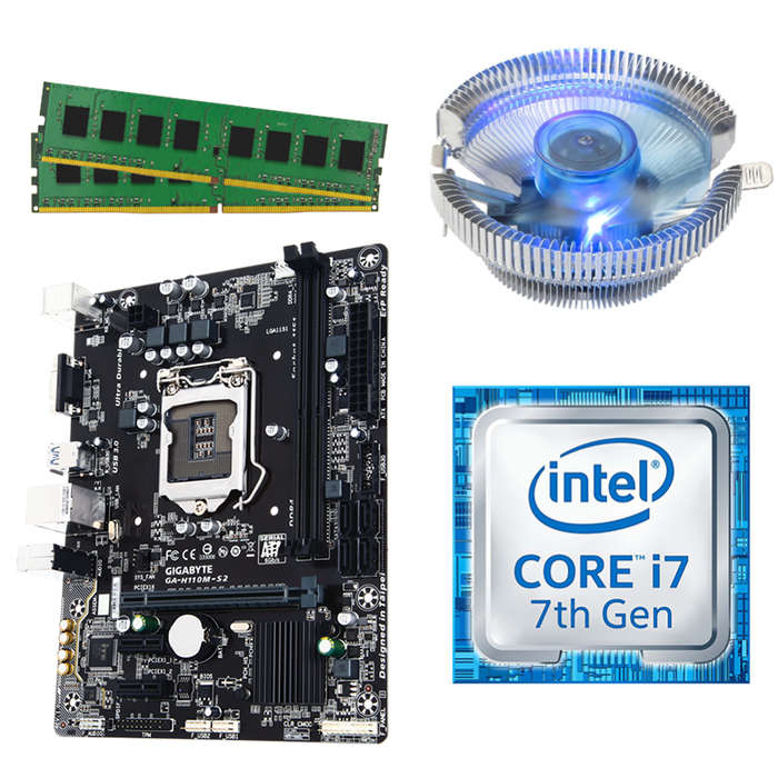 i7 7th CPU, 8GB RAM, Blue LED CPU FAN, H110 Motherboard Combo