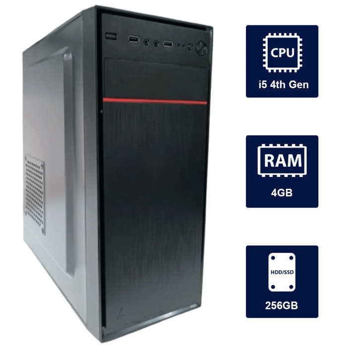 i5 4th, 4GB RAM, 256GB SSD Standard Case Desktop Tower