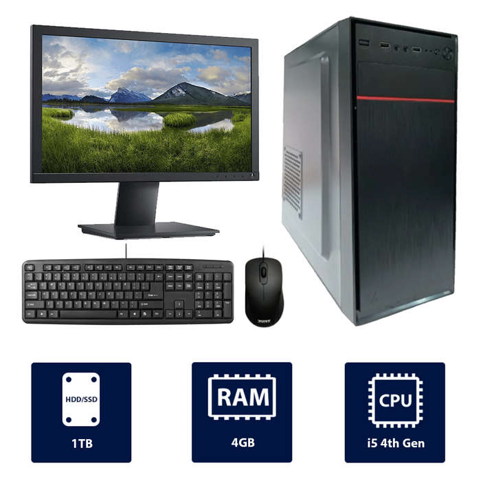 i5 4th, 4GB RAM, 1TB SSD, 19" Monitor Full Set Desktop Computer