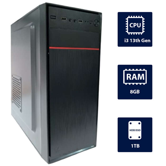 i3 13th, 8GB RAM, 1TB SSD Standard Case Desktop Tower