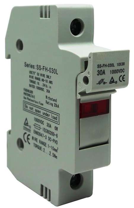 Solarix Rail Mount 1 Pole Solar PV (Photovoltaic) DC Fuse Holder With LED Indicator Light -Can ho...