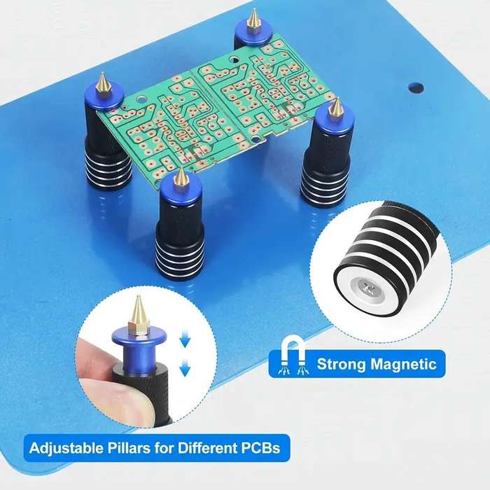 Magnetic PCB Board Holder Spring Loaded Clamp Set Dark Blue