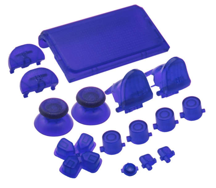 Dualshock 4 DS4 V2 Controller Button Delux Set Transparent Blue
