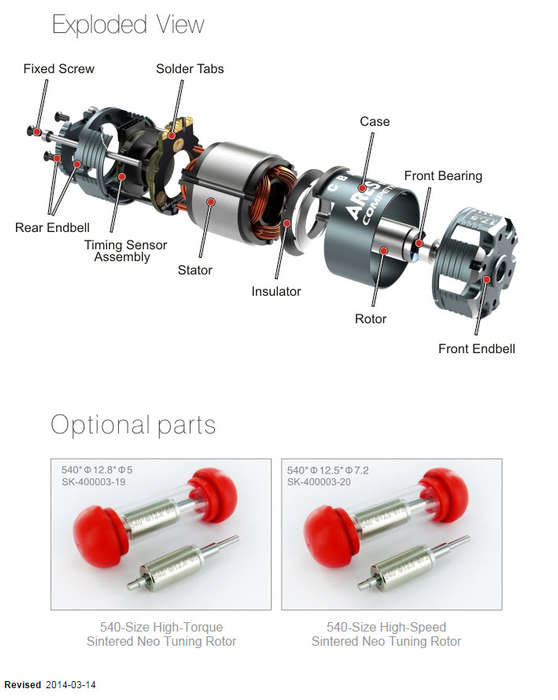 SkyRC -  ARES Pro 1/10 Scale 17.5T,2200KV Sensored BL motor (SK-400003-31) - SkyRC 1kg