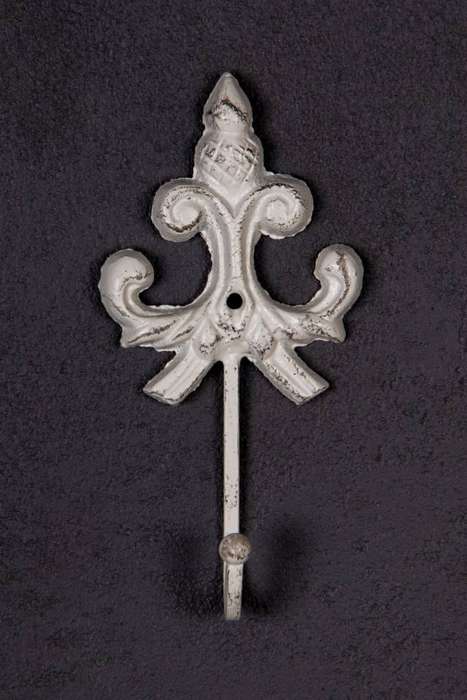 Fleur de Lis Hook Antique White